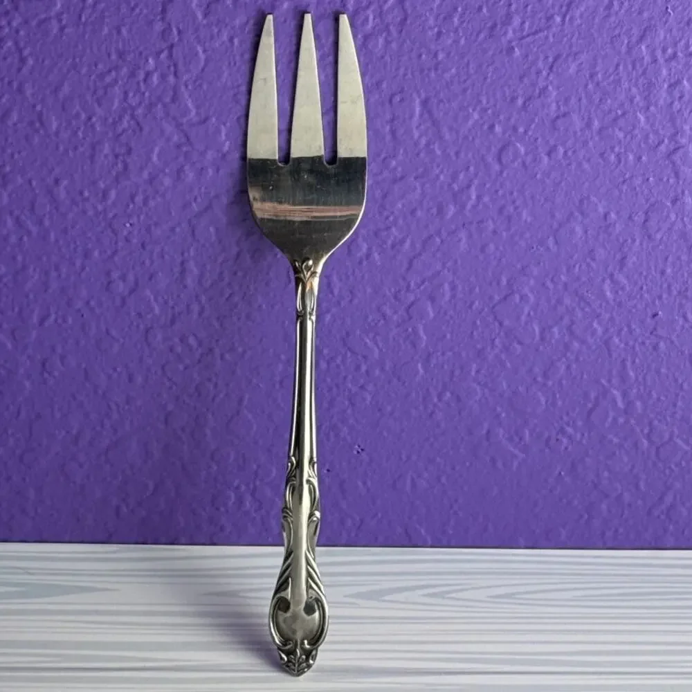 Vintage National Stainless Medford Serving Fork Cold Meat Flatware Japan MCM